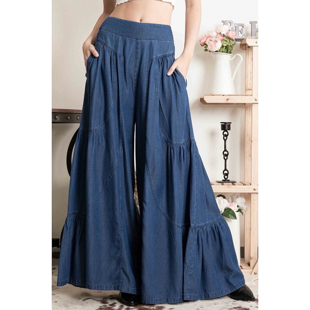 Blue Velvet Dark Wash Ultra Wide Leg Denim Pull Ons - Picture 8 of 9